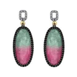 PENDIENTES PLATA Y ORO TURMALINA BICOLOR 7WON005ETB